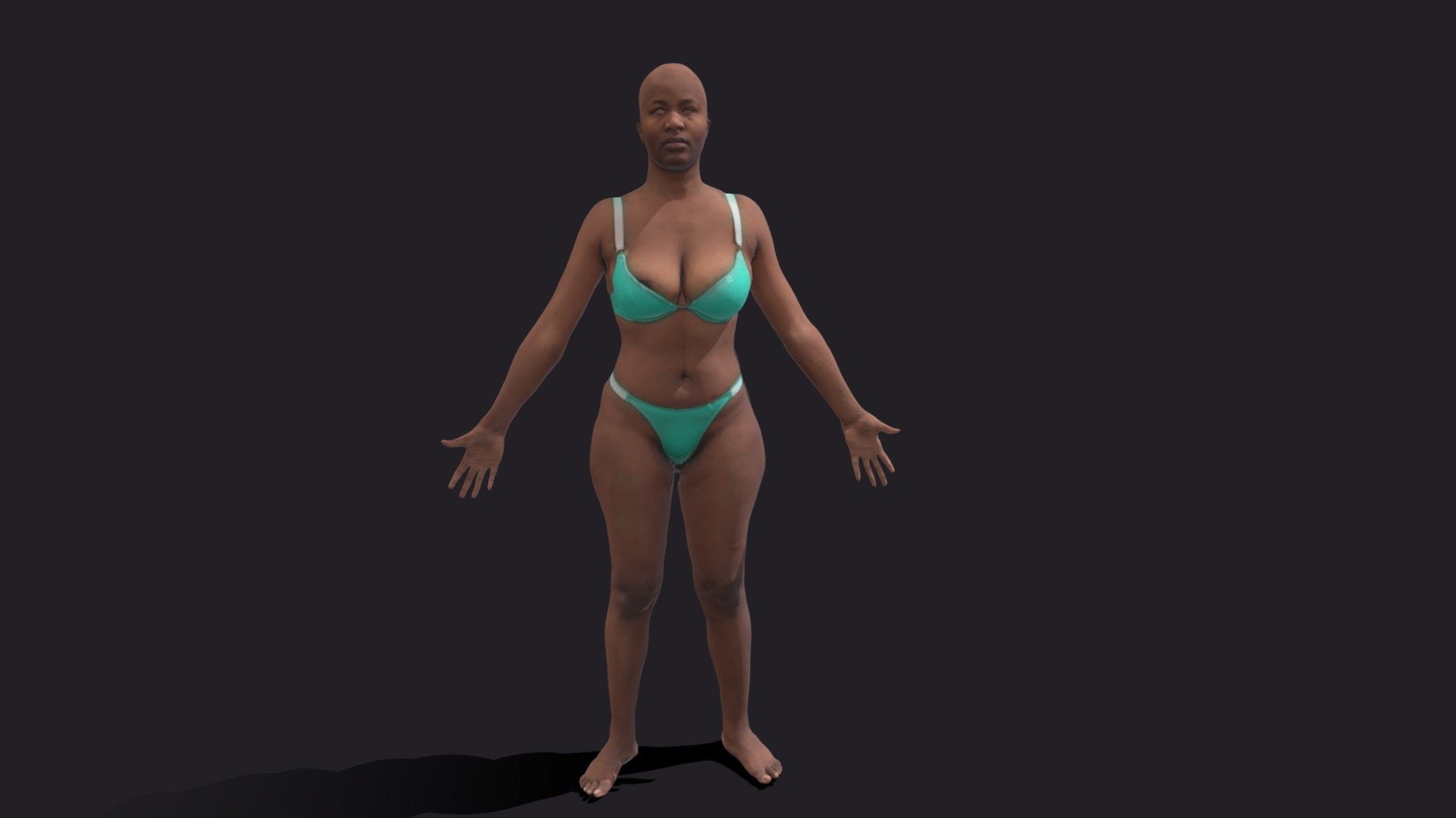 Skinny Black Female 3d model