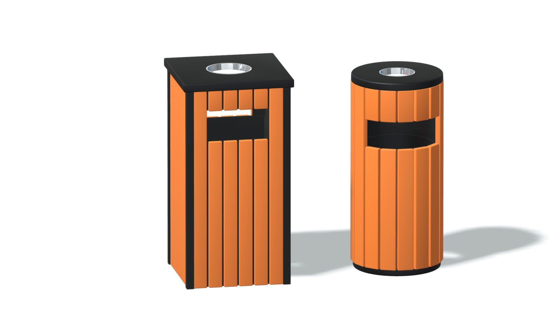 Wooden Trash Can Collection 3d model