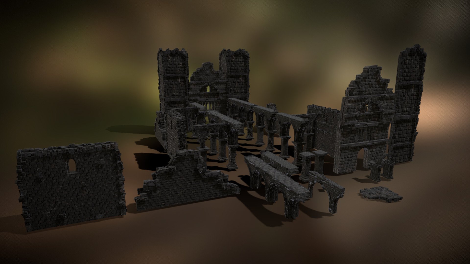 Old Church Ruins 3d model