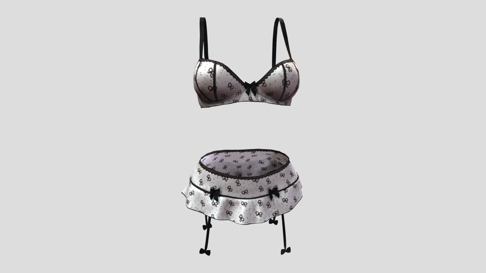 Female Garter Belt Skirt And Bra Lingerie Set 3d model