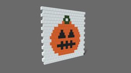 Low Poly Cartoon Pumpkin Brick Wall