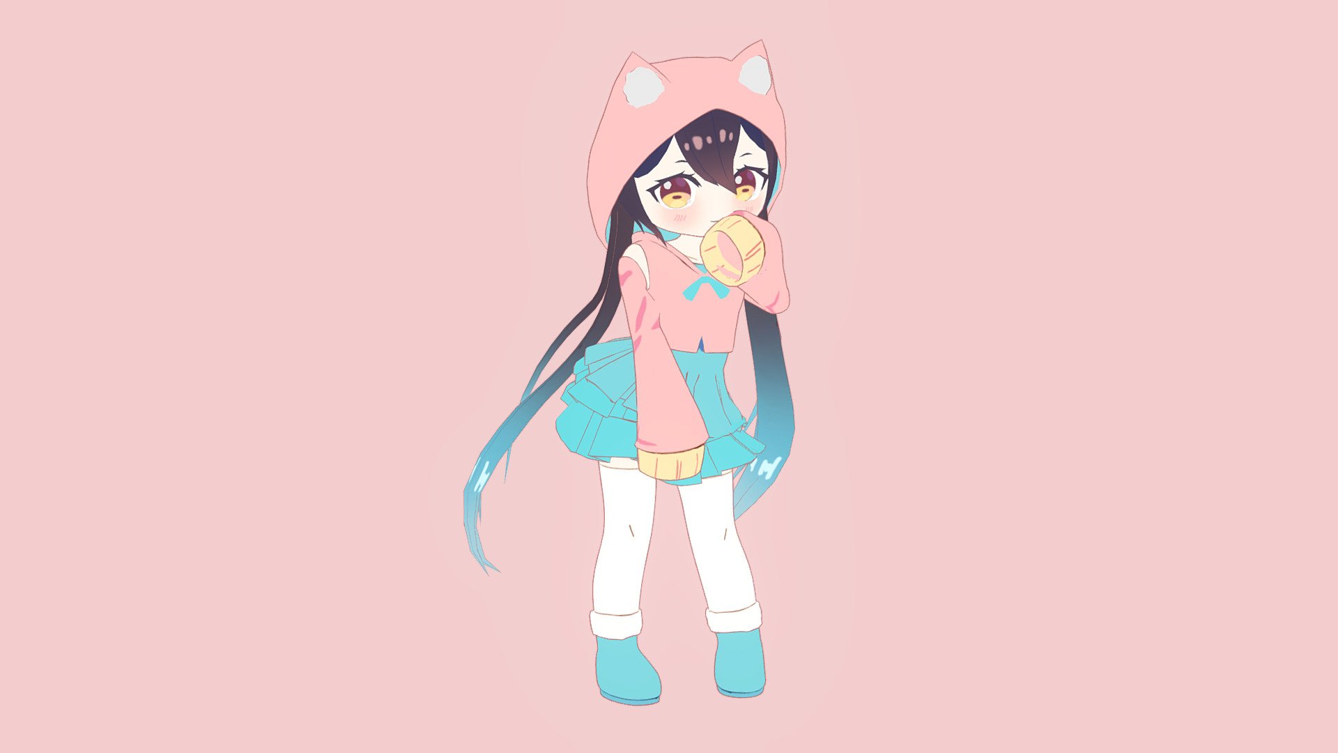 Chibi catgirl 3d model