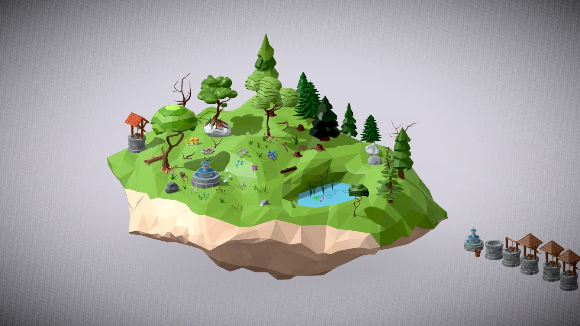 Low Poly Nature and Props Pack 3d model