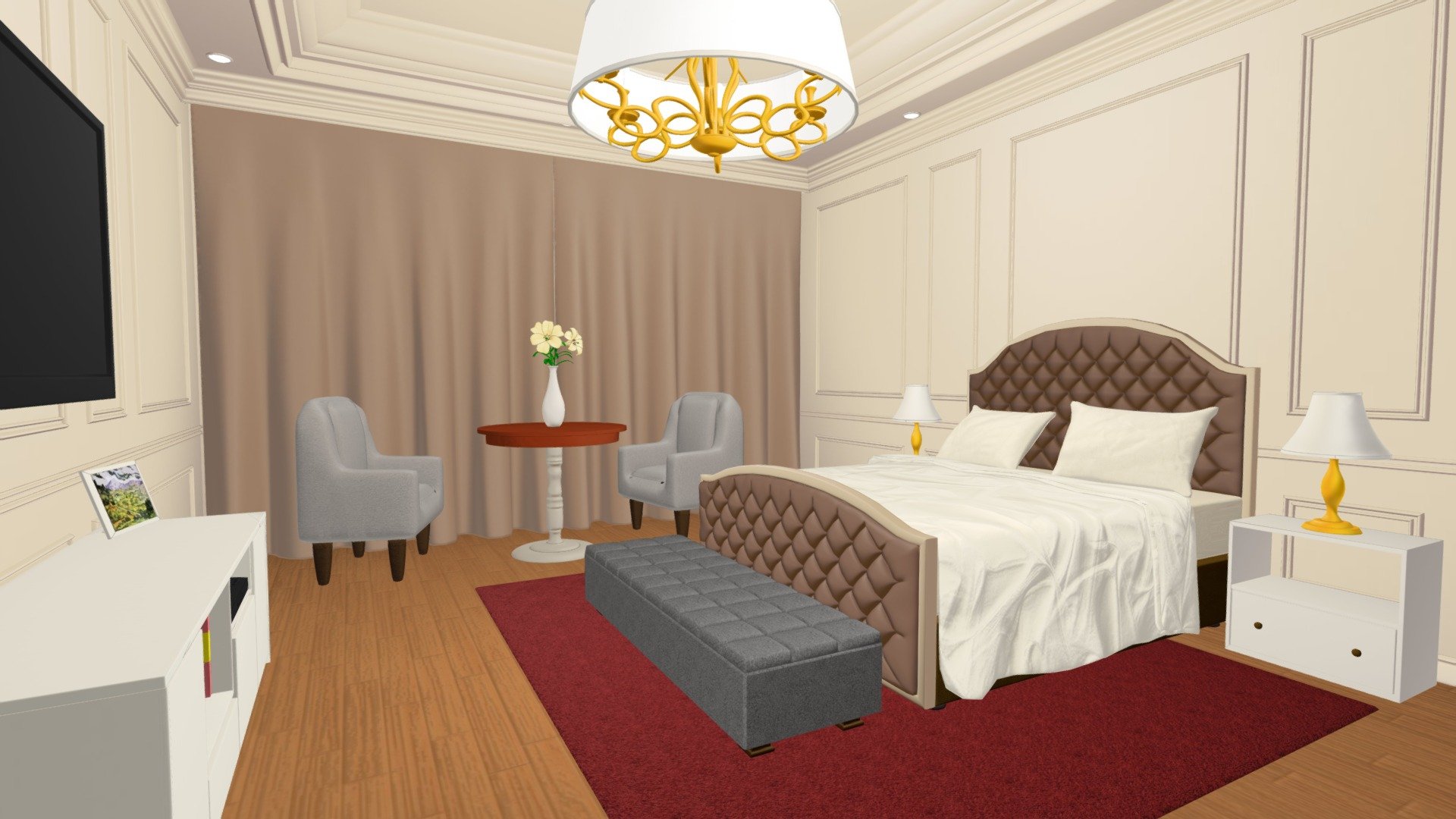 Hotel Style Room 3d model