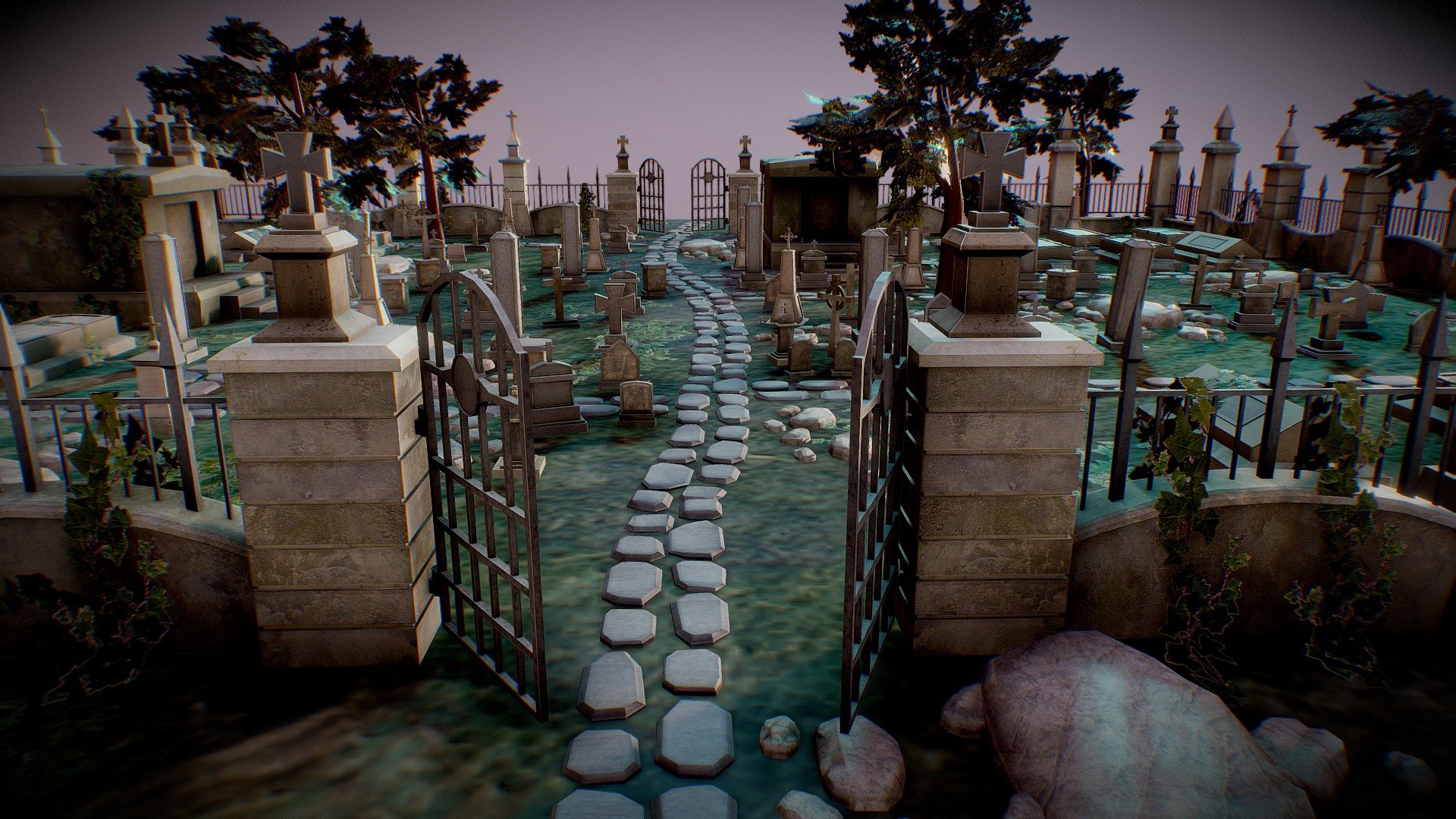 Realistic Graveyard Asset Package 3d model