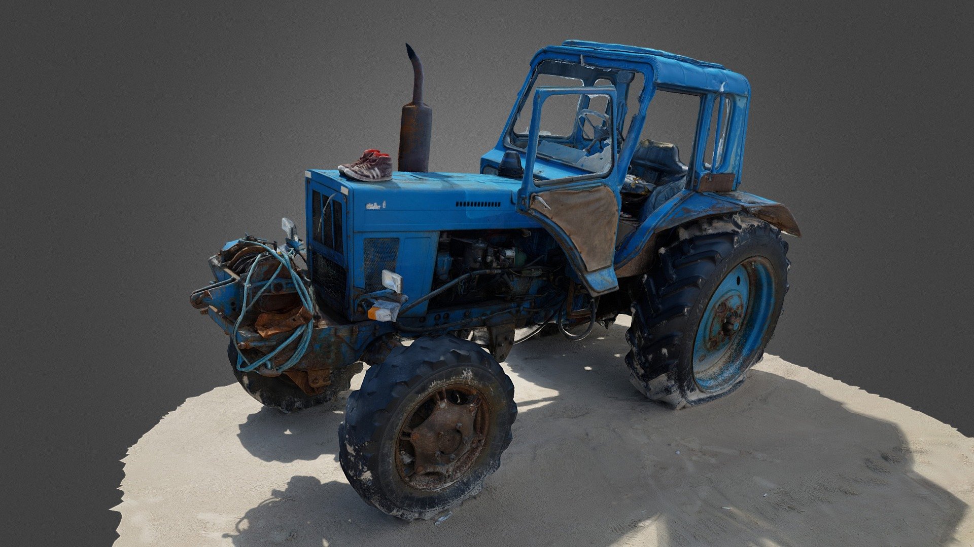 Tractor Abandoned at a Sea Shore 3d model