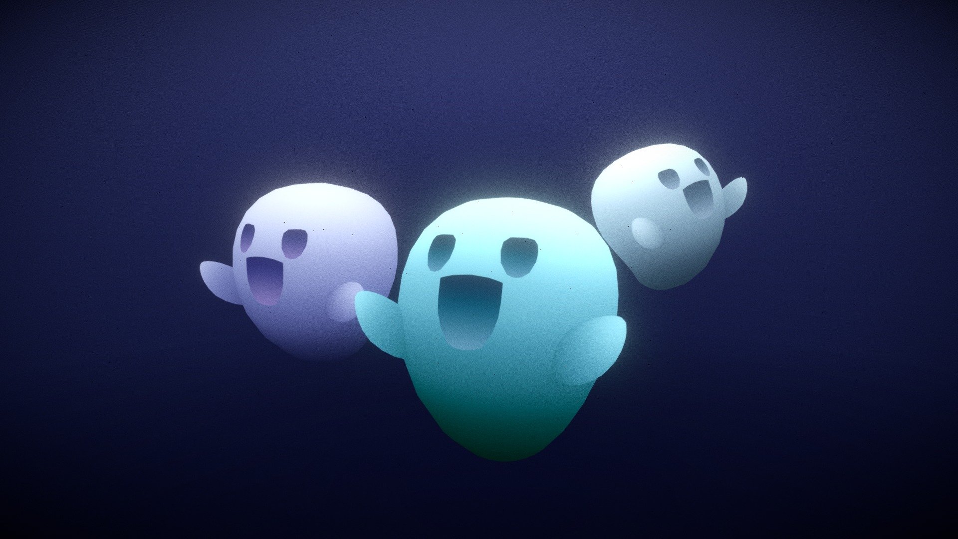 Cute Ghosts Halloween 3d model