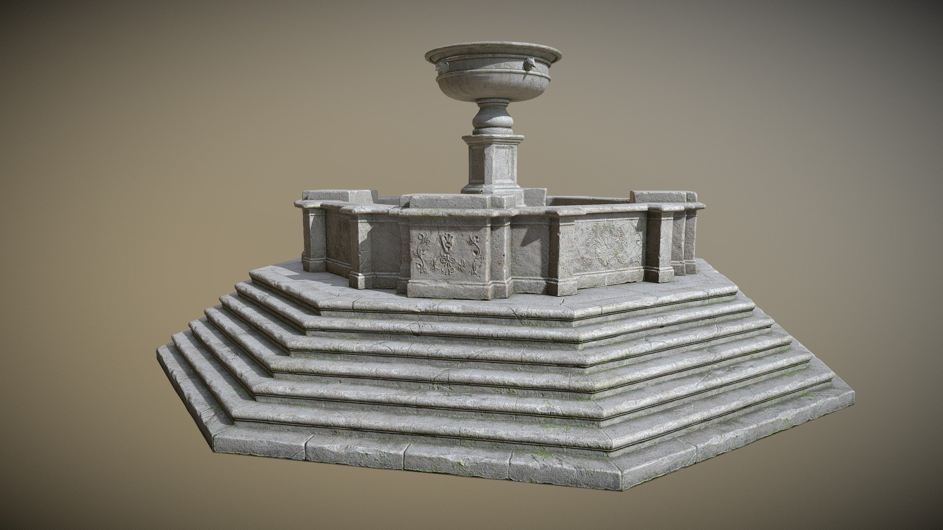 Fountain with Wolf Heads 3d model