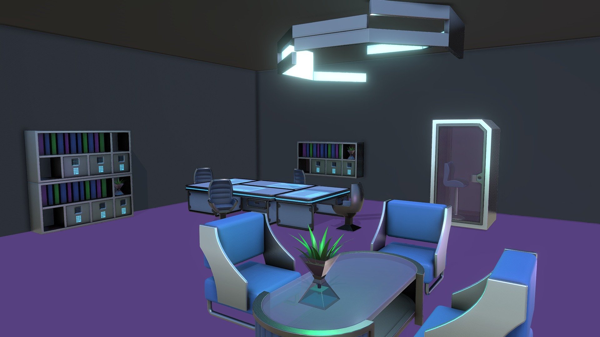 Futuristic Workspace Demo Scene 3d model