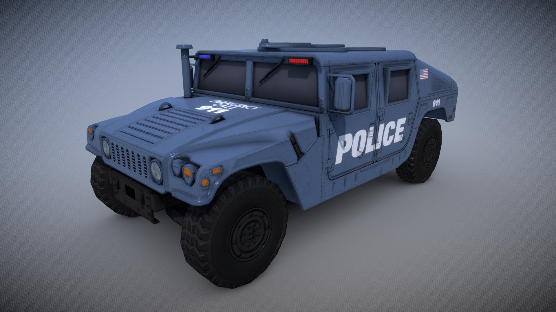 Humvee M1045 BLUE POLICE 3d model