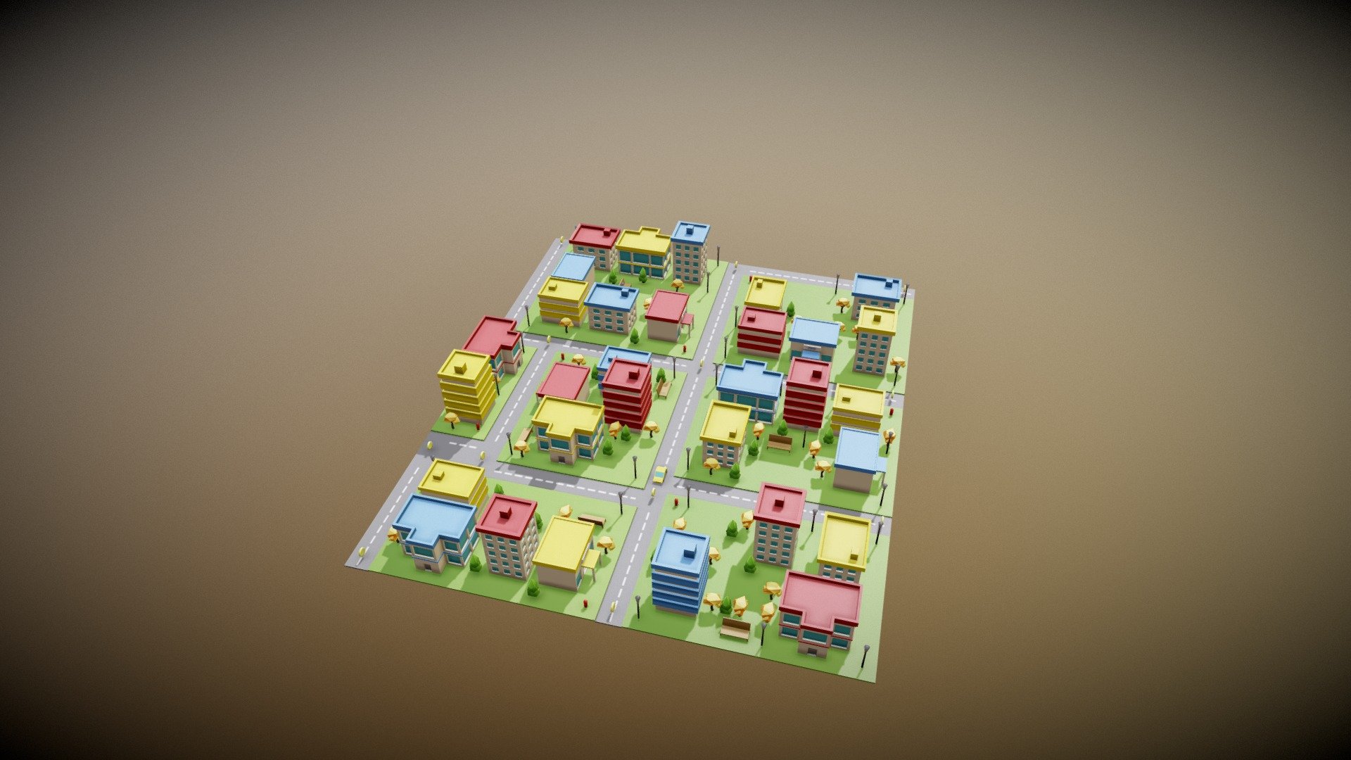 Lowpoly city 3d model