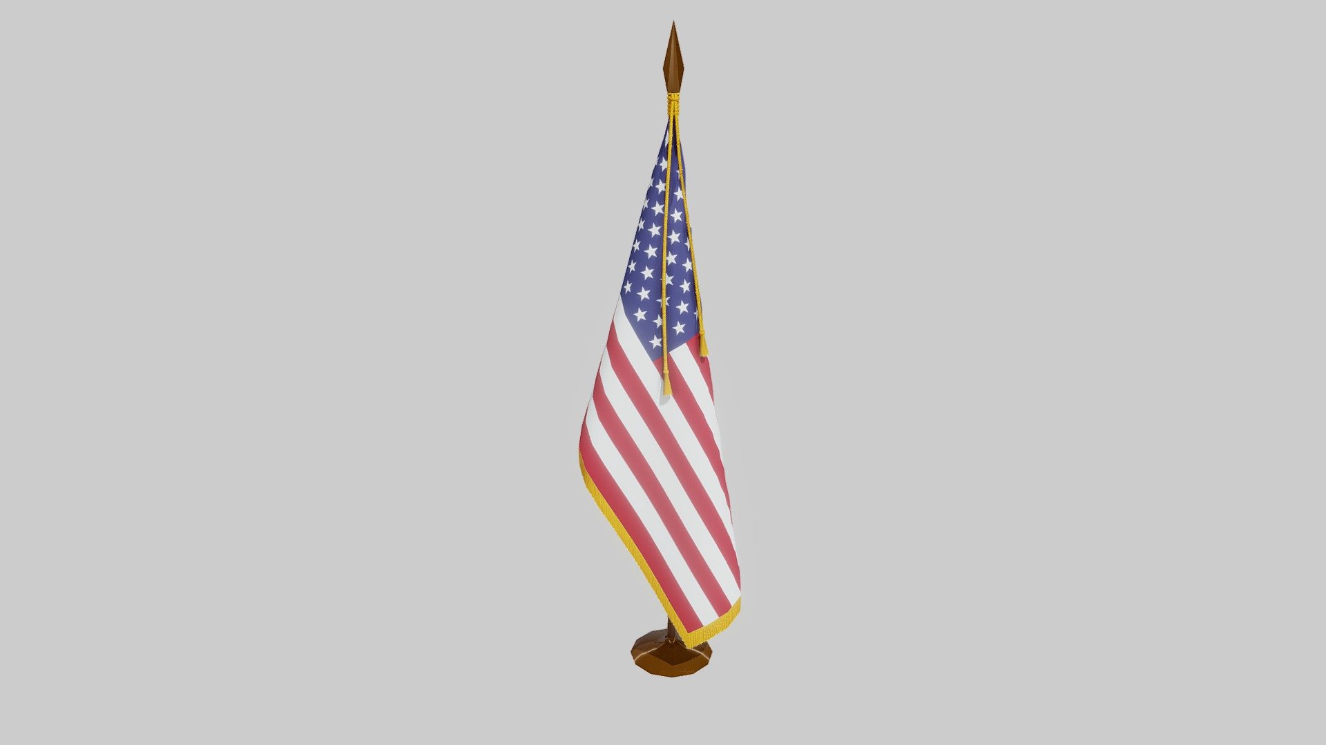 Indoor U.S. Flag (low poly) 3d model