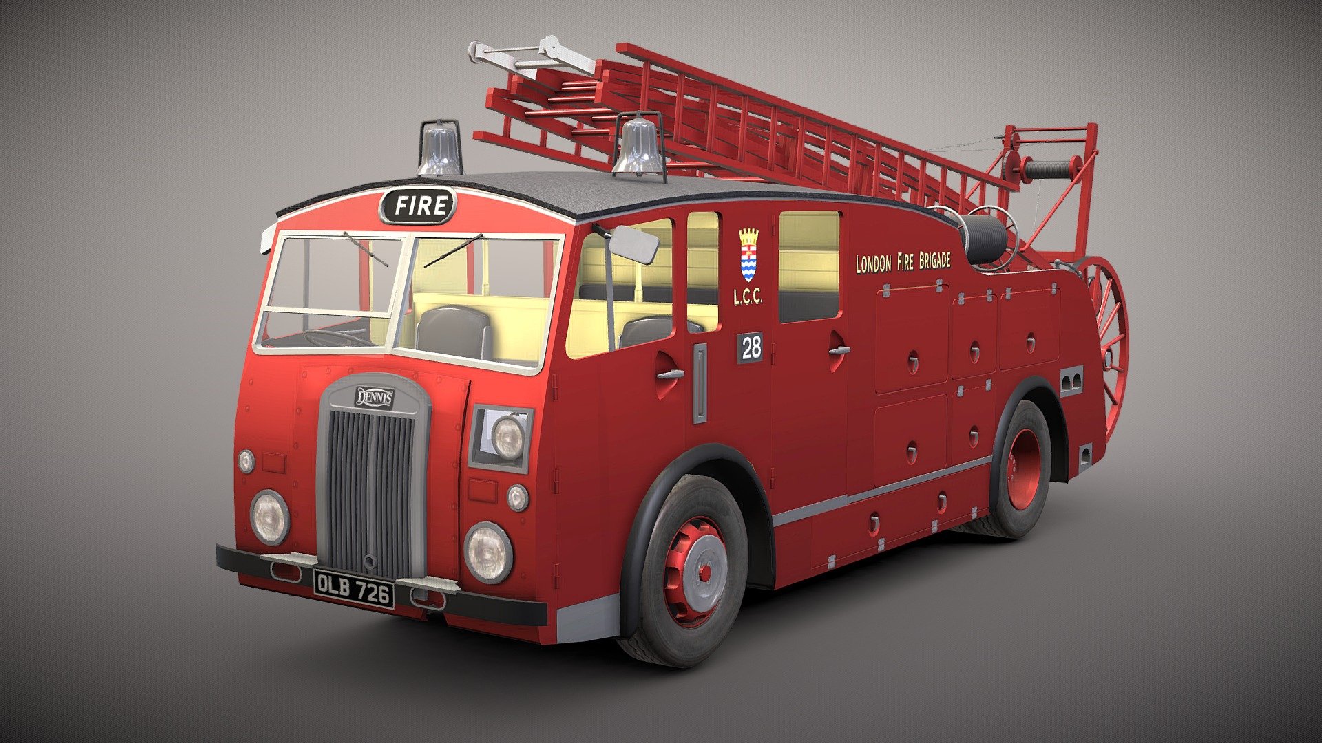 Dennis F12 fire engine 3d model