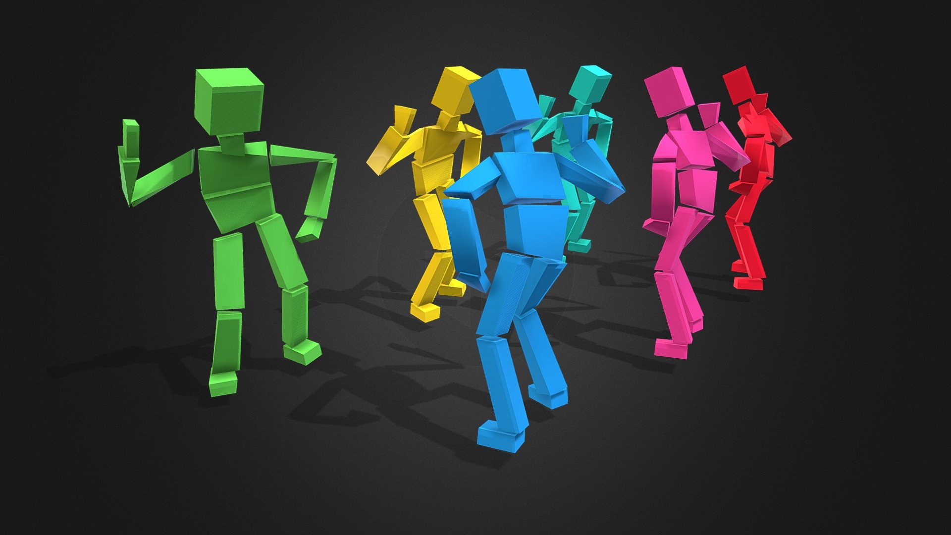 Characters  boxes  in dances 3d model