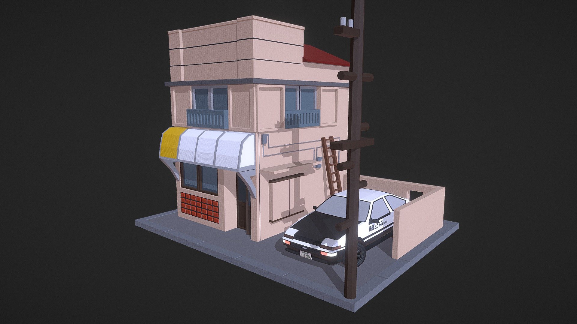 Tofu Shop Initial D 3d model