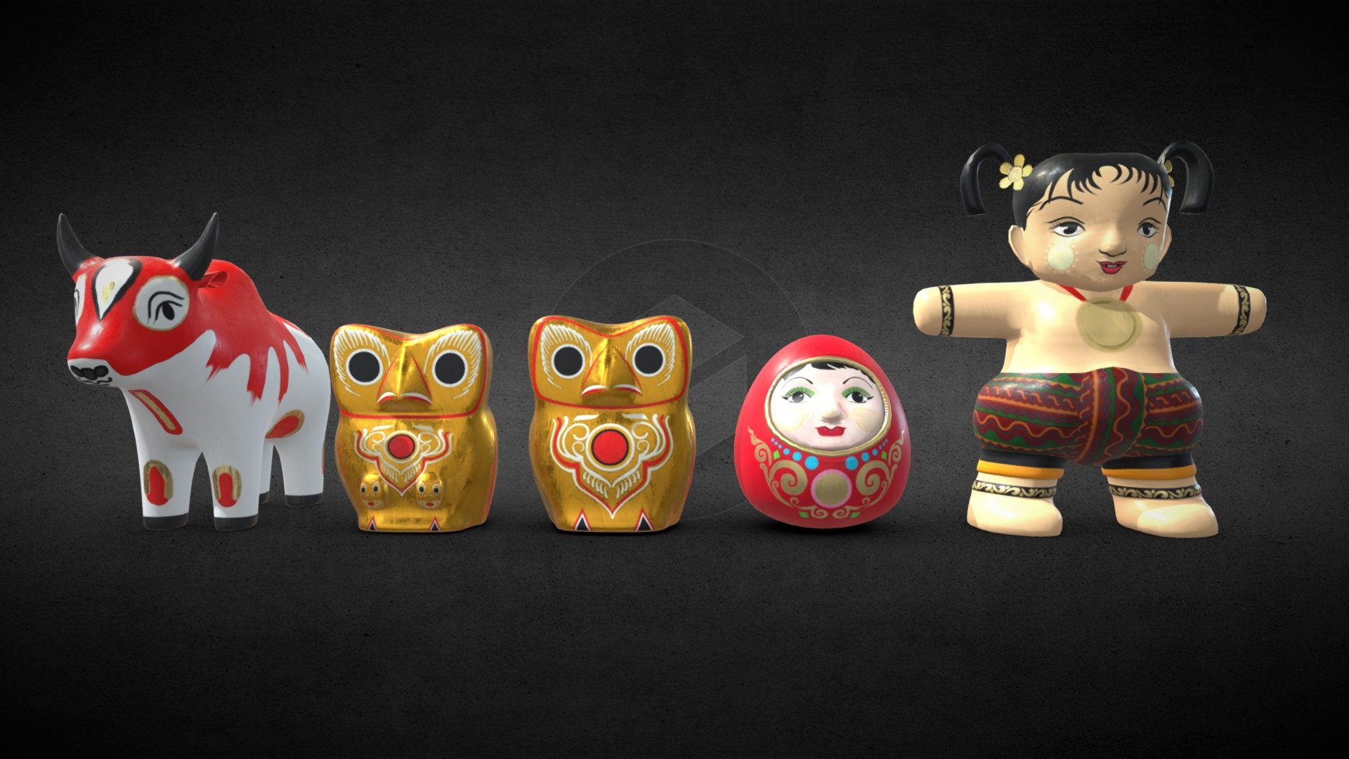 Burmeses (Myanmar) Paper Mache Toys 3d model