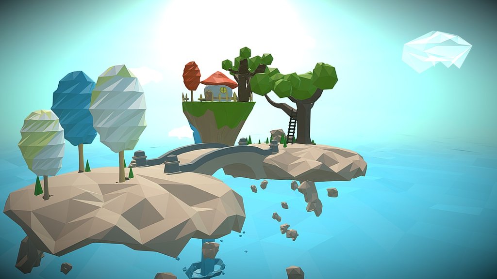 Low Poly Floating Island 3d model