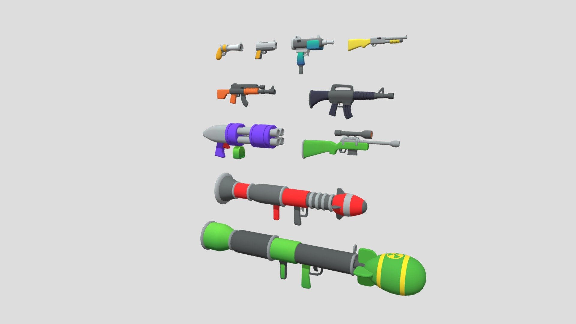 Low Poly Gun Package 3d model