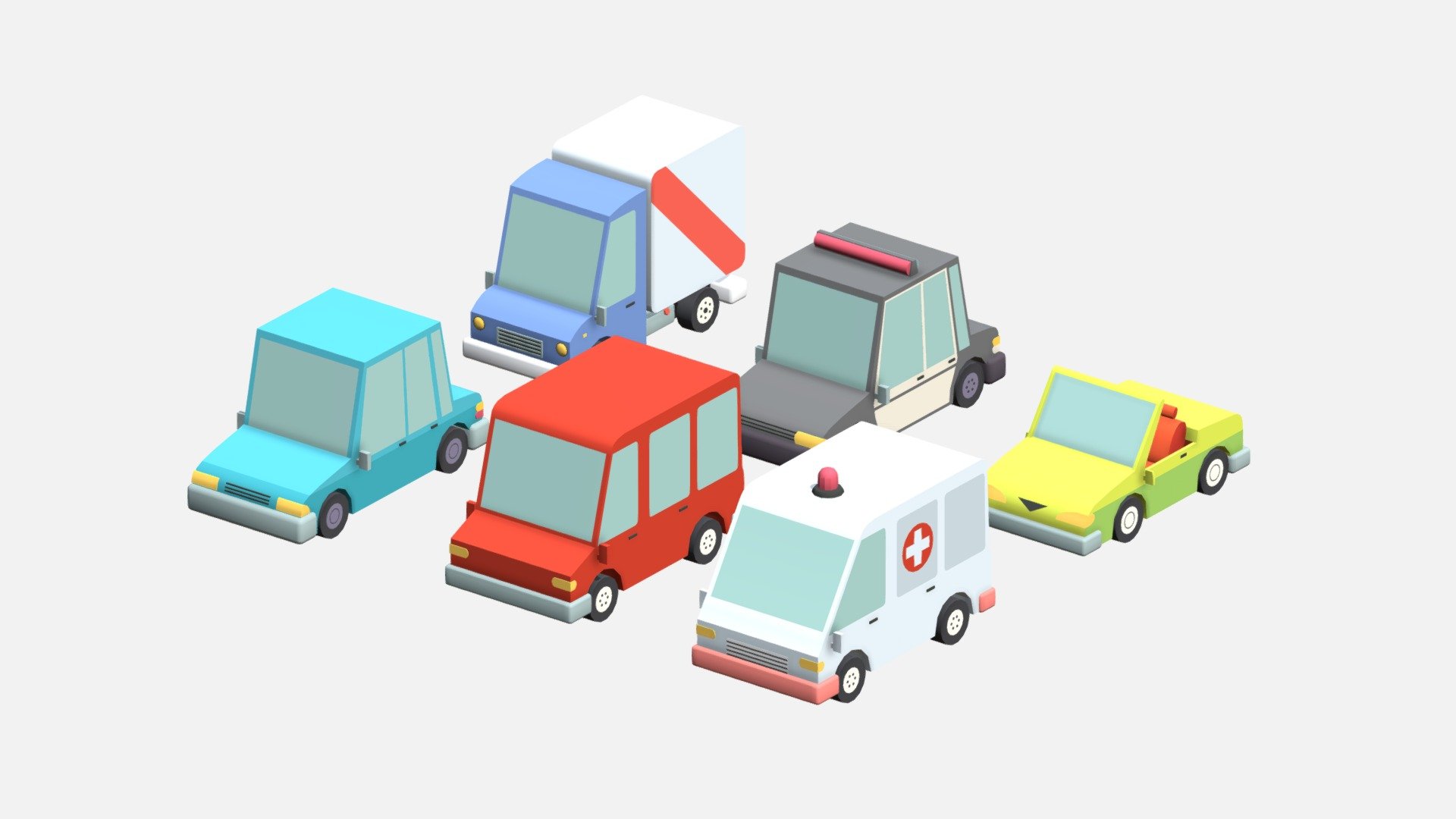 Low poly Cars pack 3D model 3d model