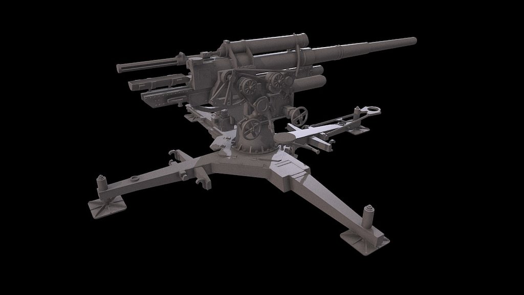 German WWII gun Flak 18/36 88mm 3d model