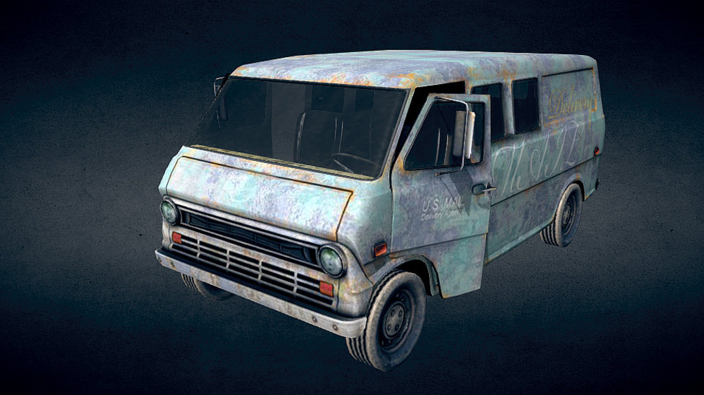 Old mail delivery van 3d model