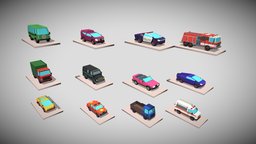 12 unique low_poly_cars