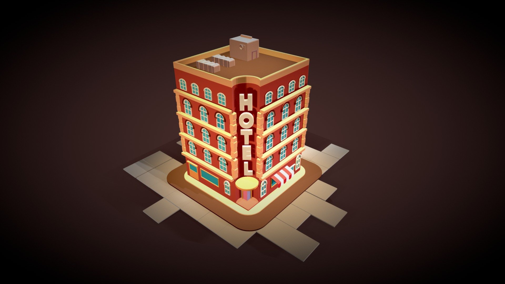 Old Fashion Hotel Building Concept 3d model