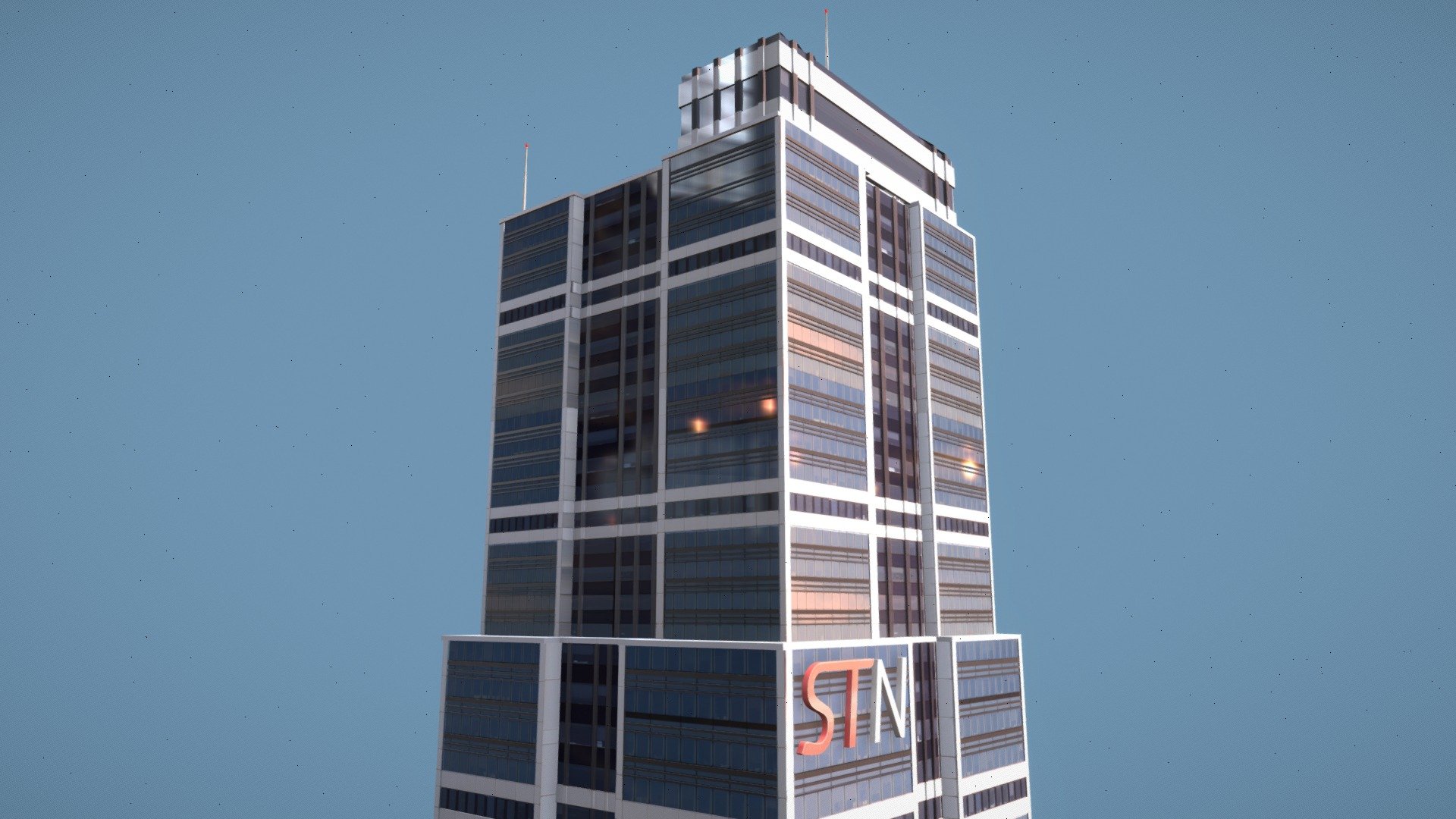 Stylized Highrise City Building TV Station 3d model