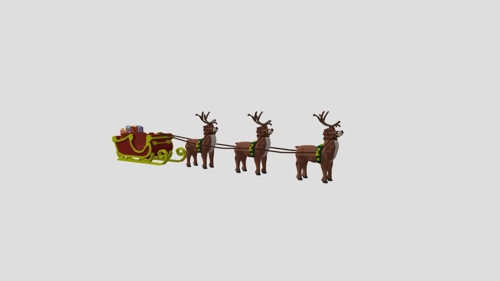 Santa Sleigh Reindeers Gifts 3d model