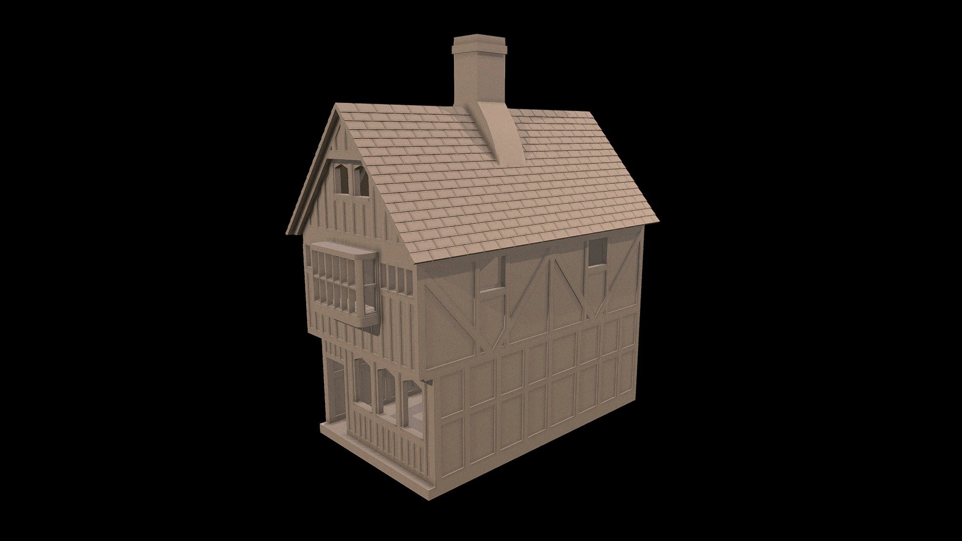 WIP British Tudor style building 28mm wargames 3d model