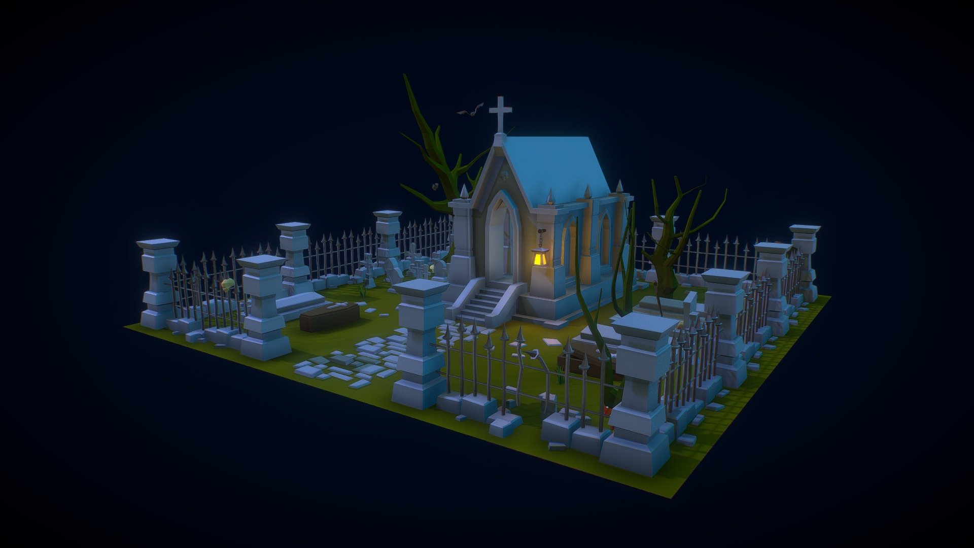 Low Poly Graveyard 3d model