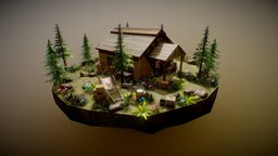 Realistic Modern Rural Cabin 2 Asset Package