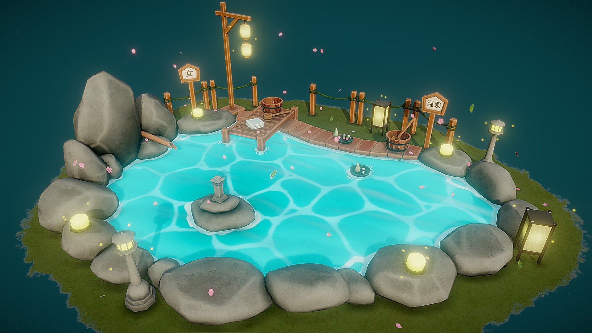 Japanese Hot Spring 3d model