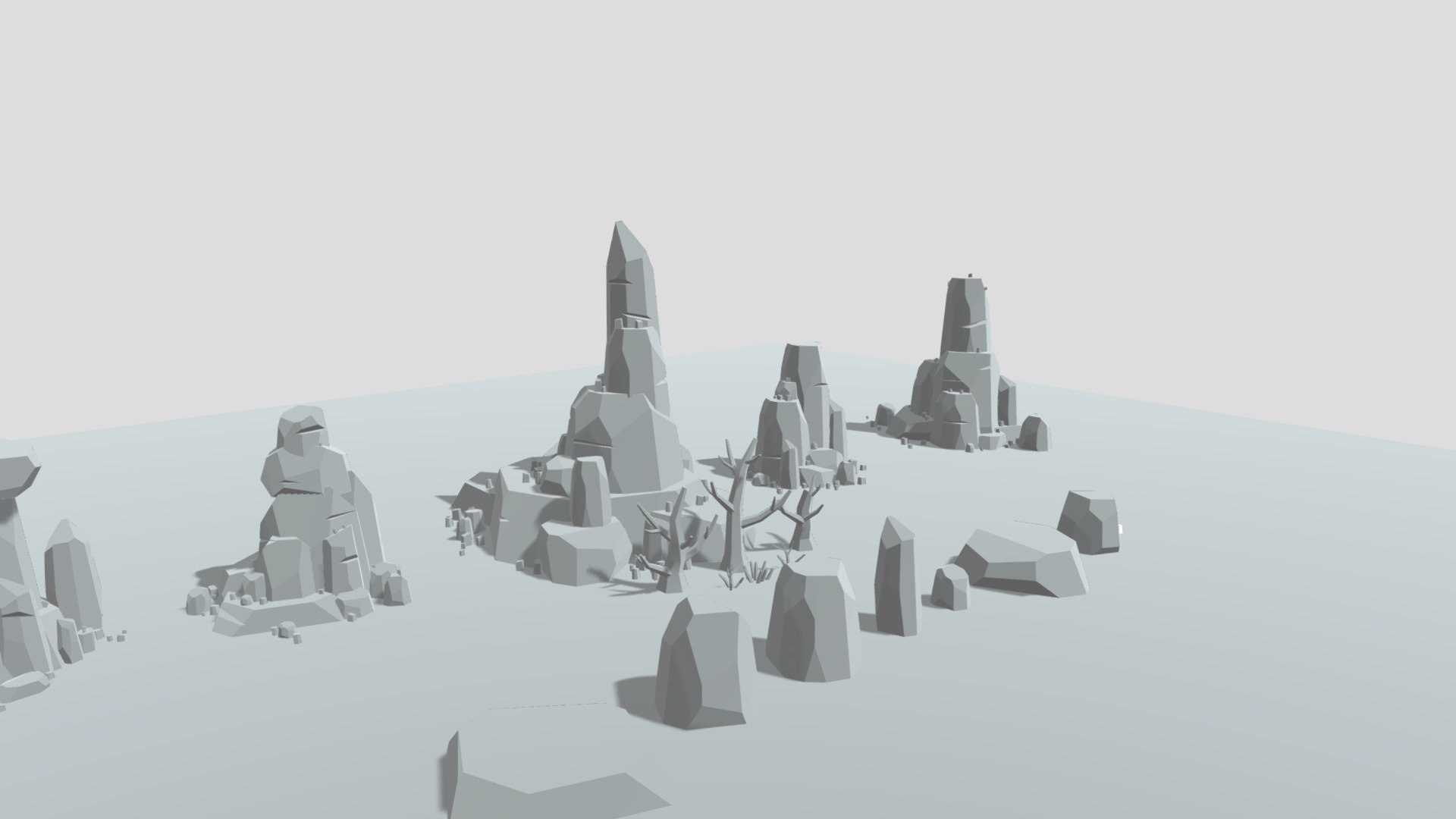 Low Poly Rocks, Hills, Trees 3d model