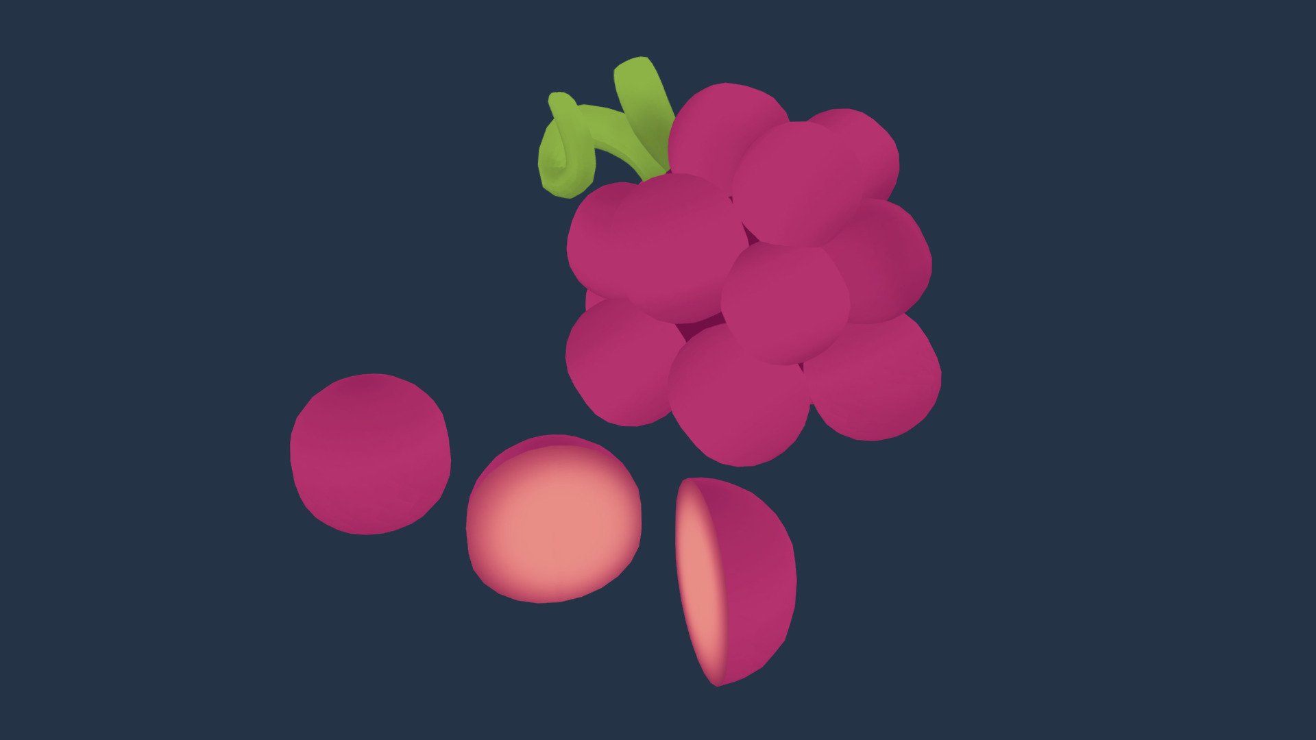 Cute Grapes 3d model