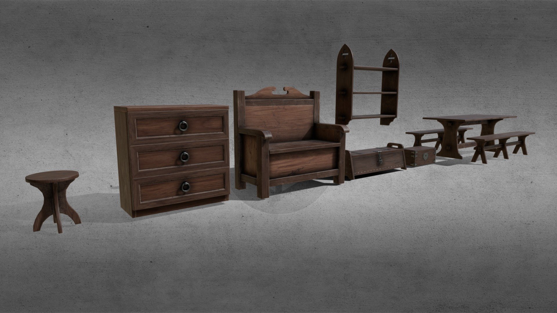 Medieval Furniture Pack 1 3d model