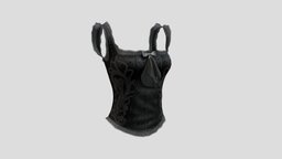 Female Ruffled Straps Black Top