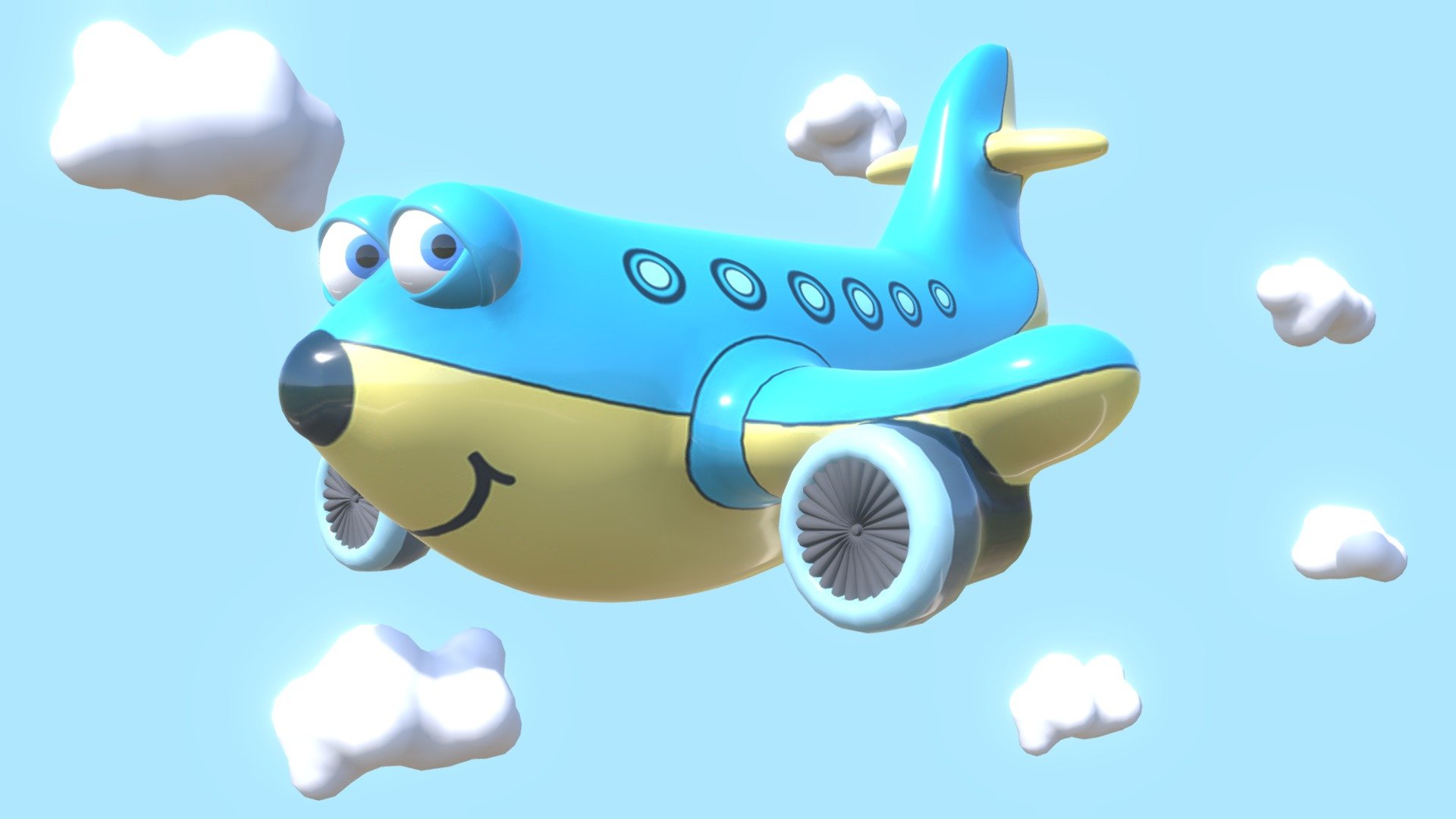 Flirting cartoon Airplane 3d model