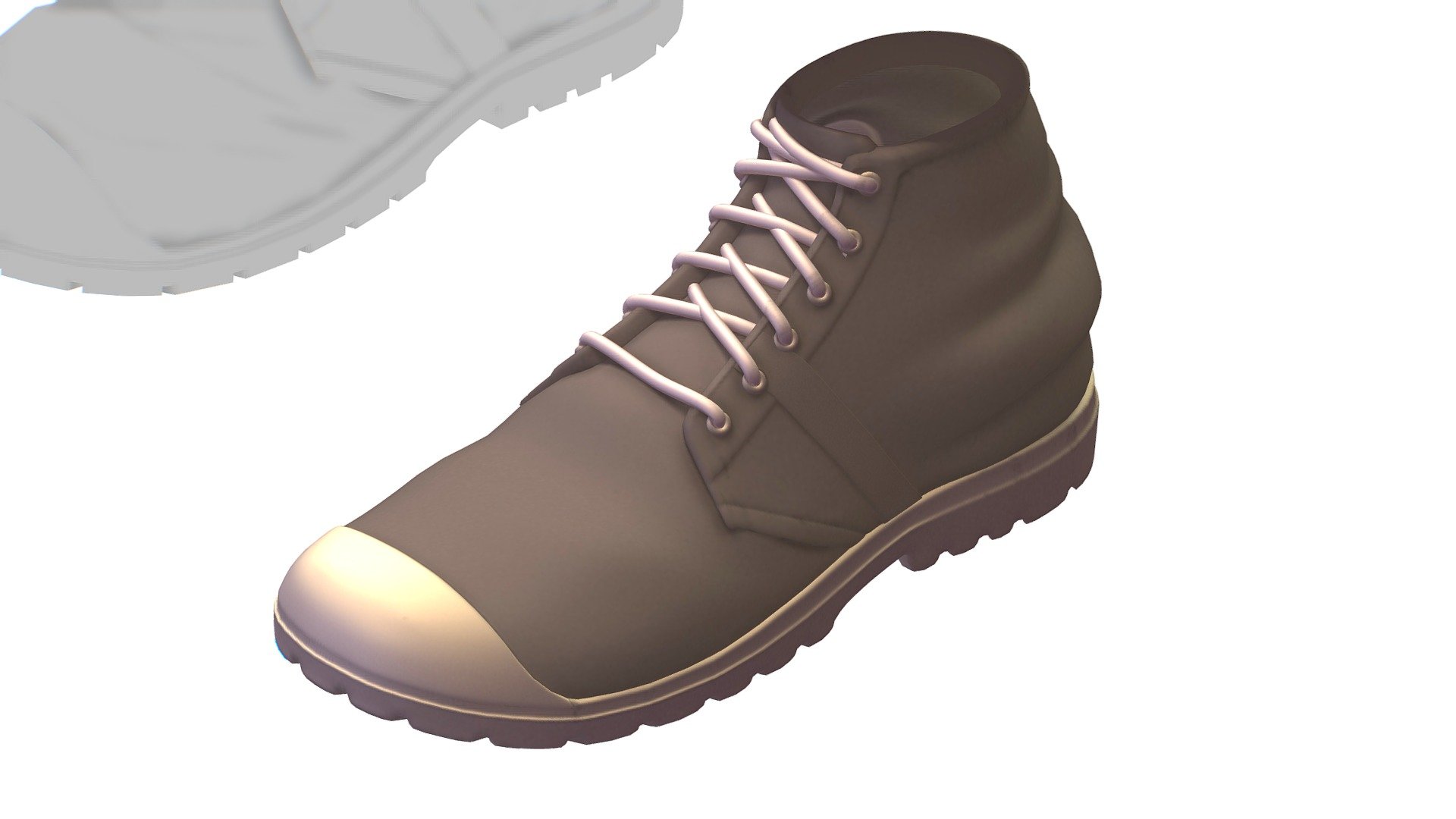 Cartoon High Poly Subdivision Beige Sneakers 3d model