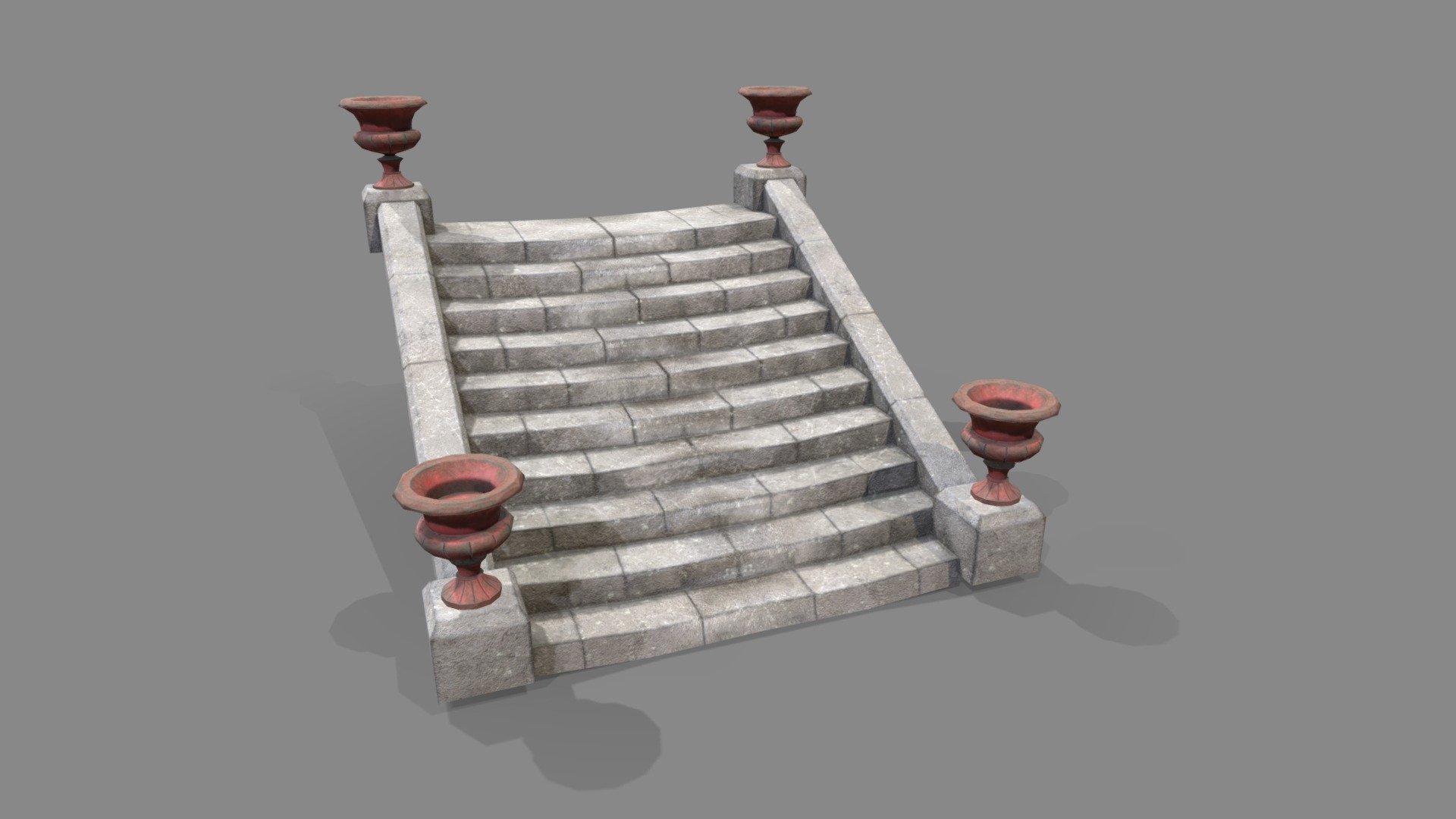 Victorian stairs with Urns 3d model