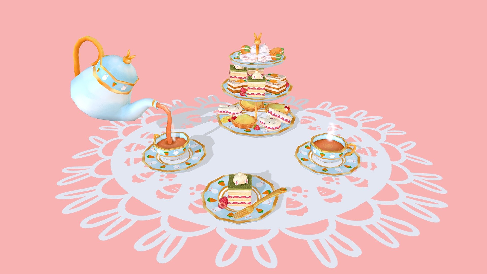 Bunny Tea Party 3d model