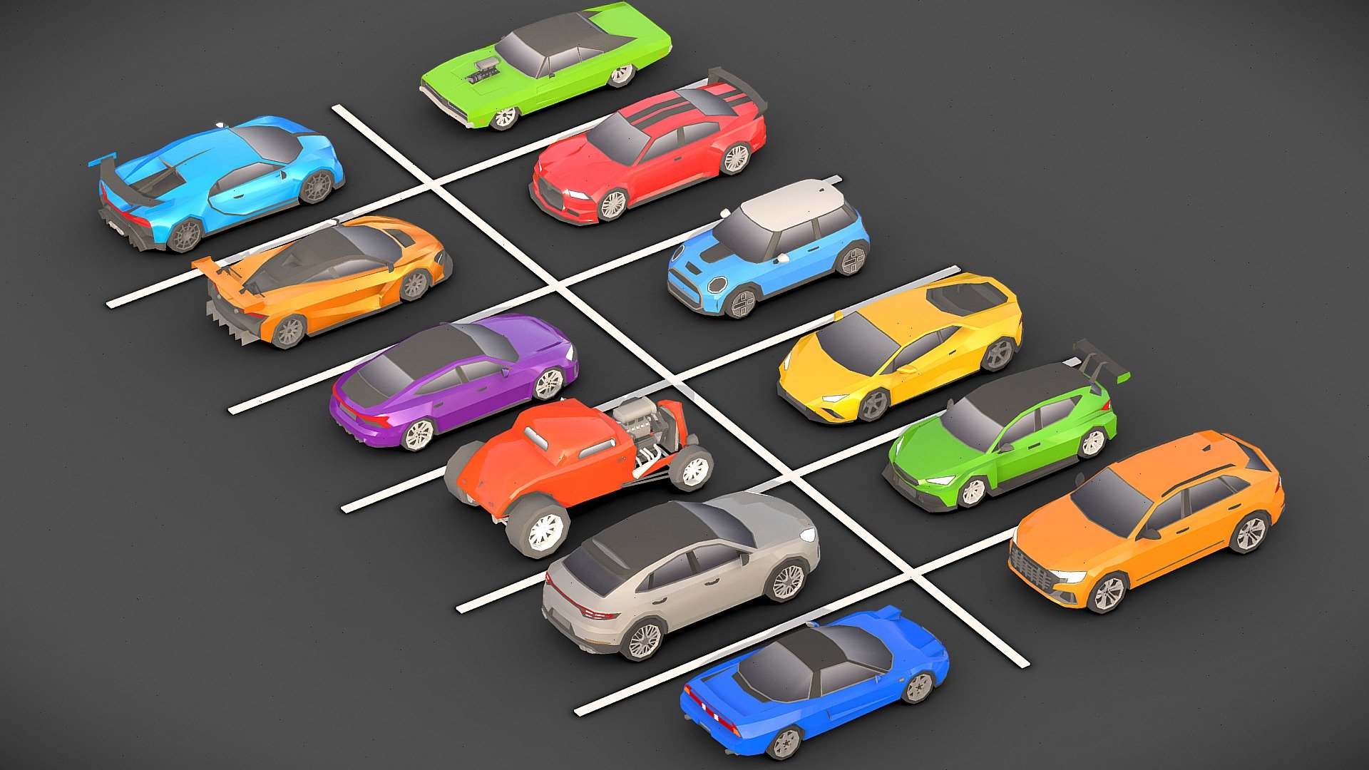 Low-poly Car Pack 3d model