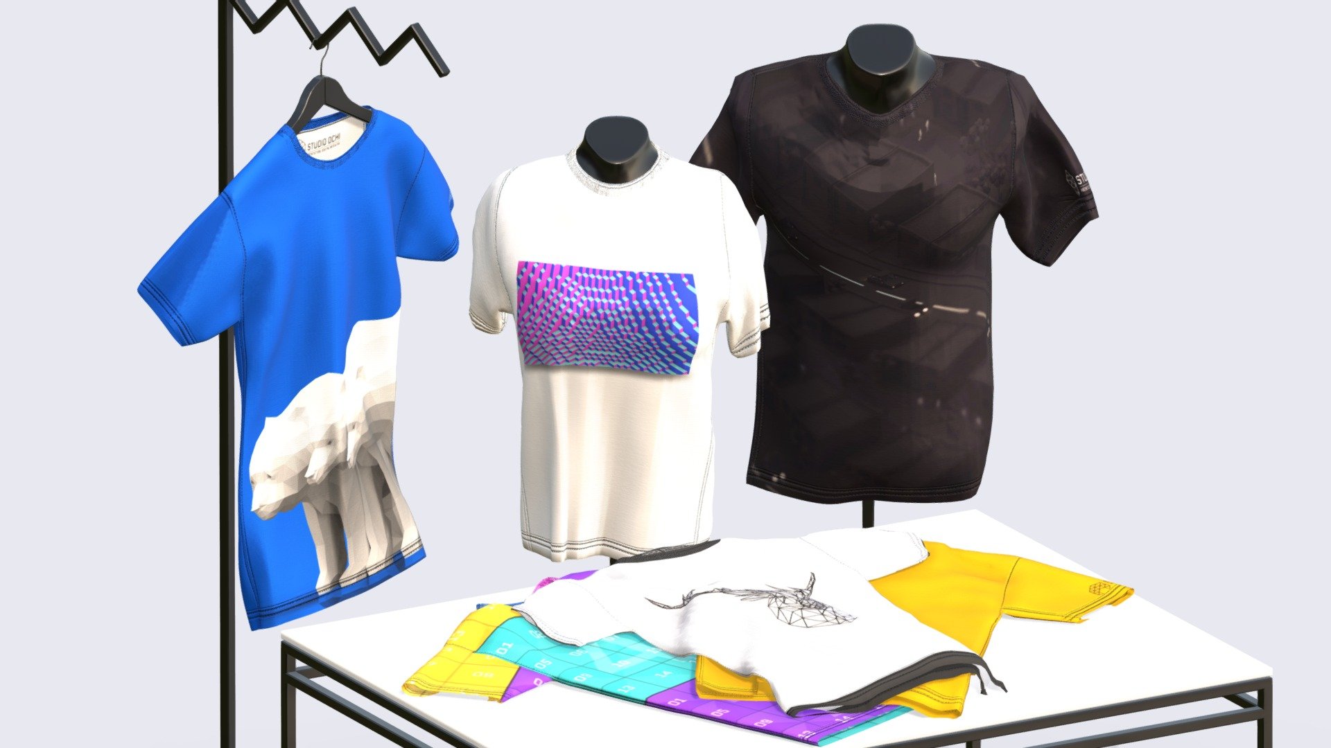 T Shirts Mock-Up 3d model