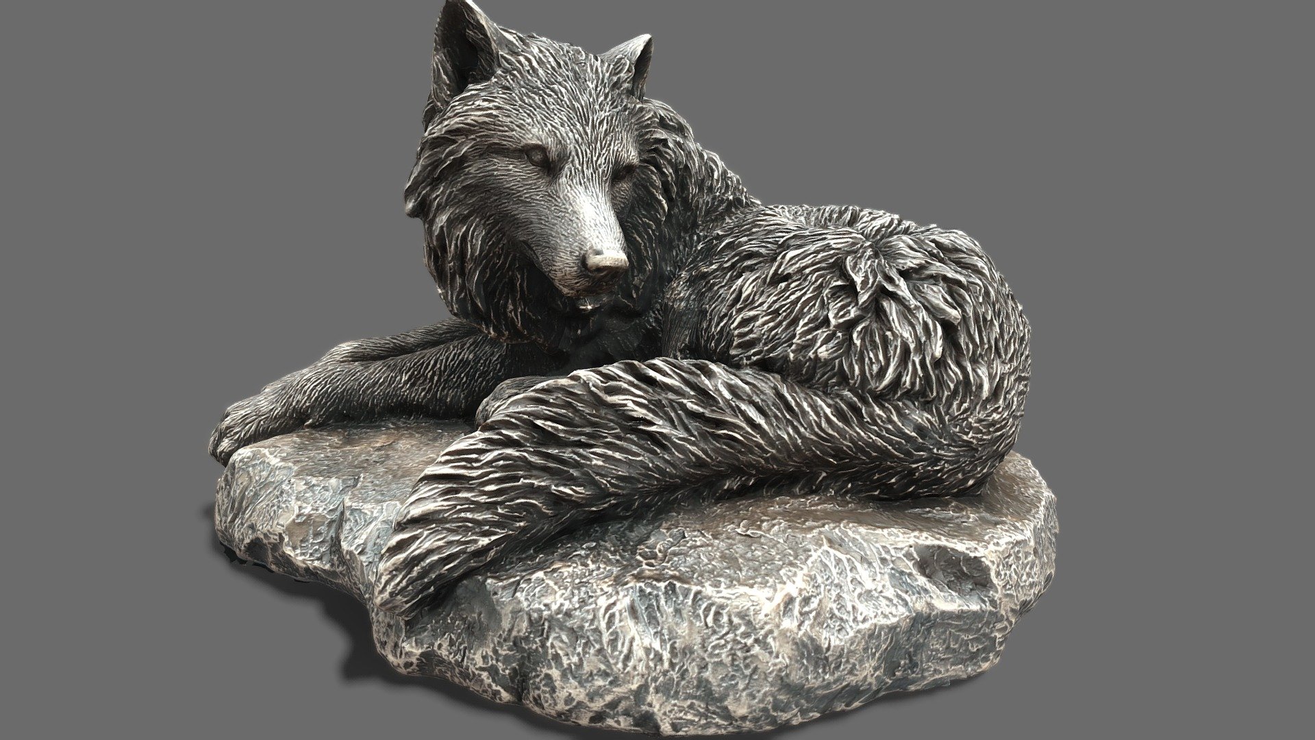 Wolf on a stone 3d model