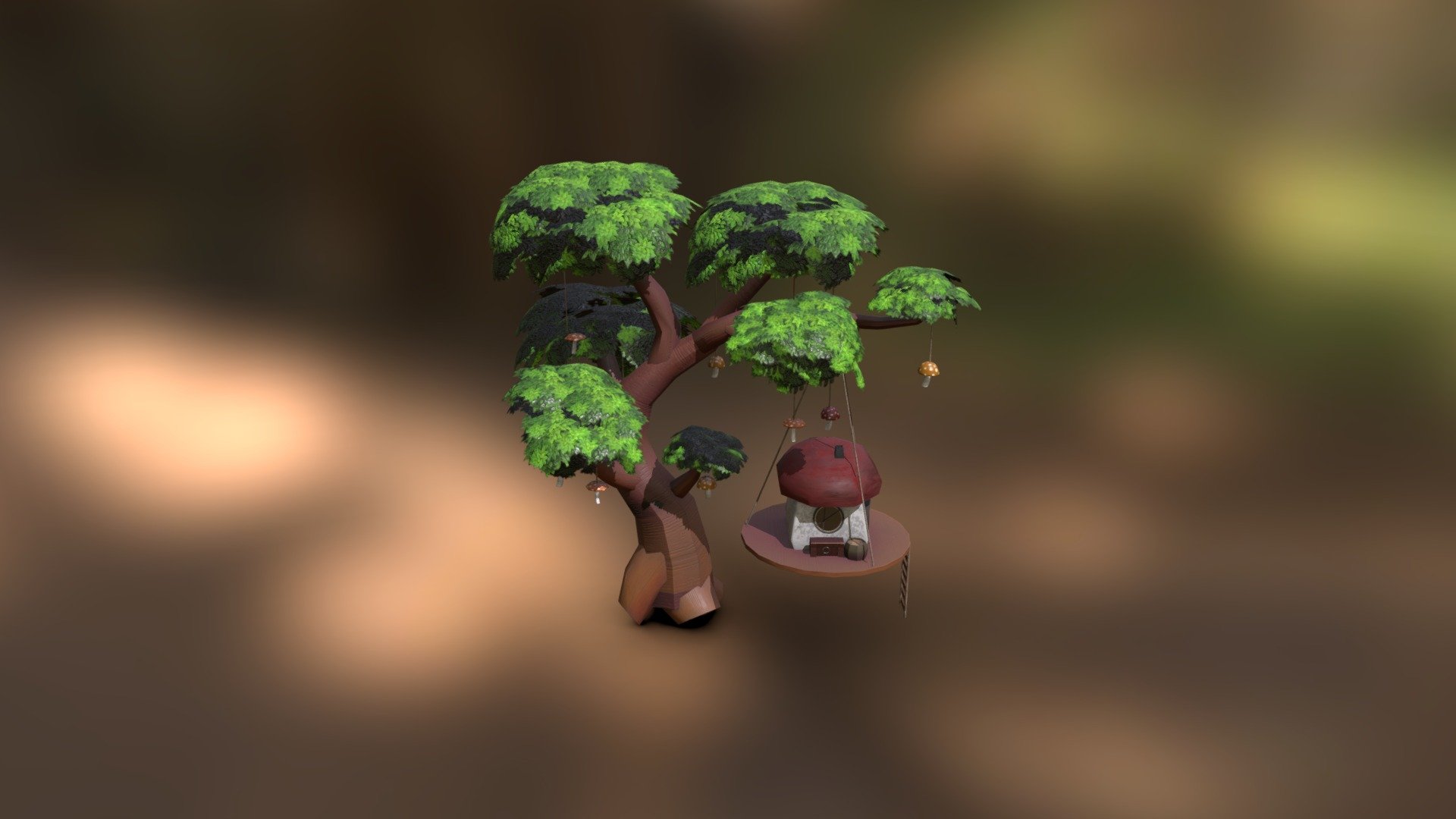 Mushroom Tree House 3d model