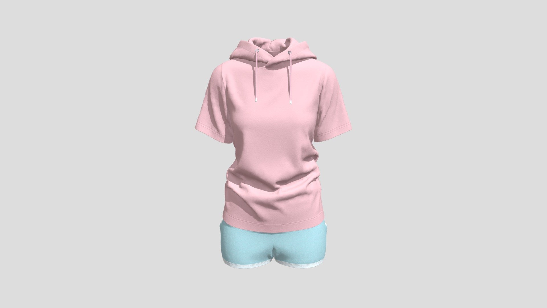 Women Hooded T- Shirt Outfit 3d model