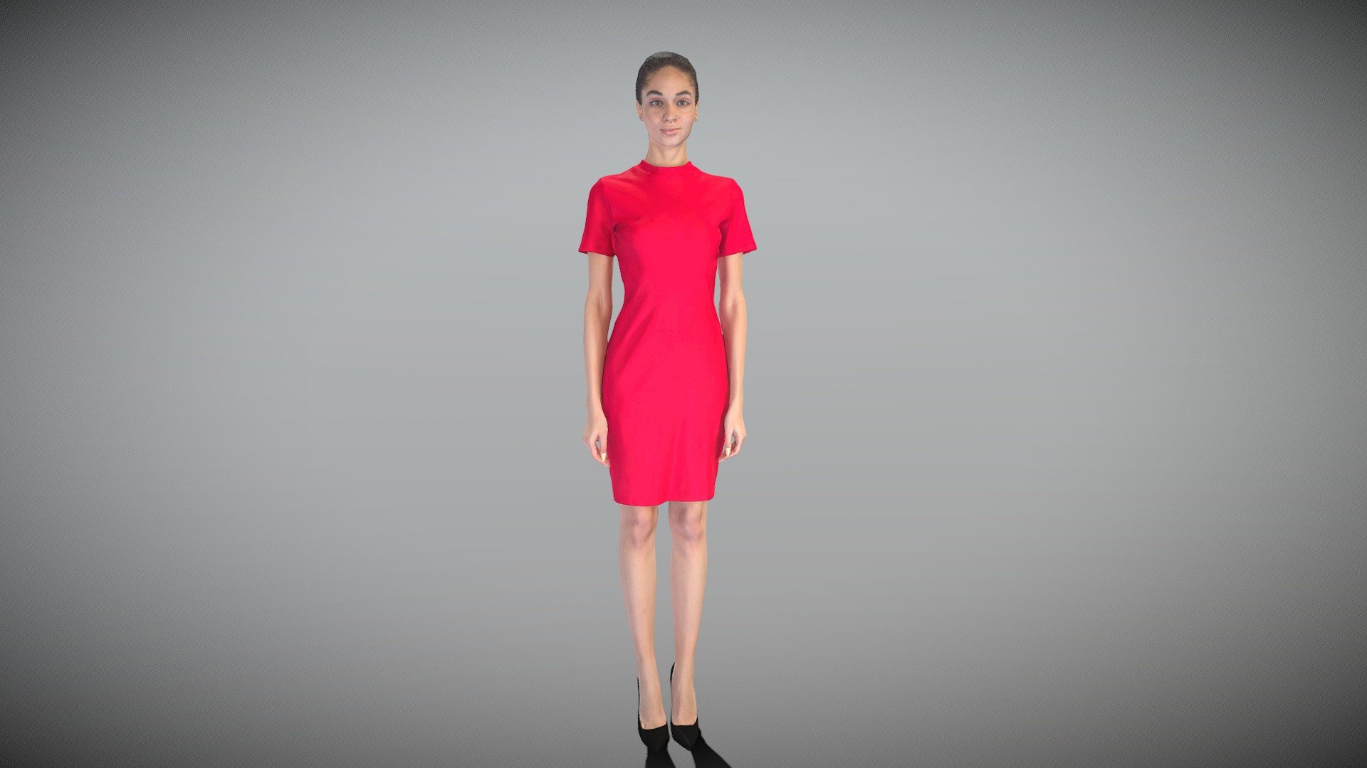 Woman in red dress 377 3d model