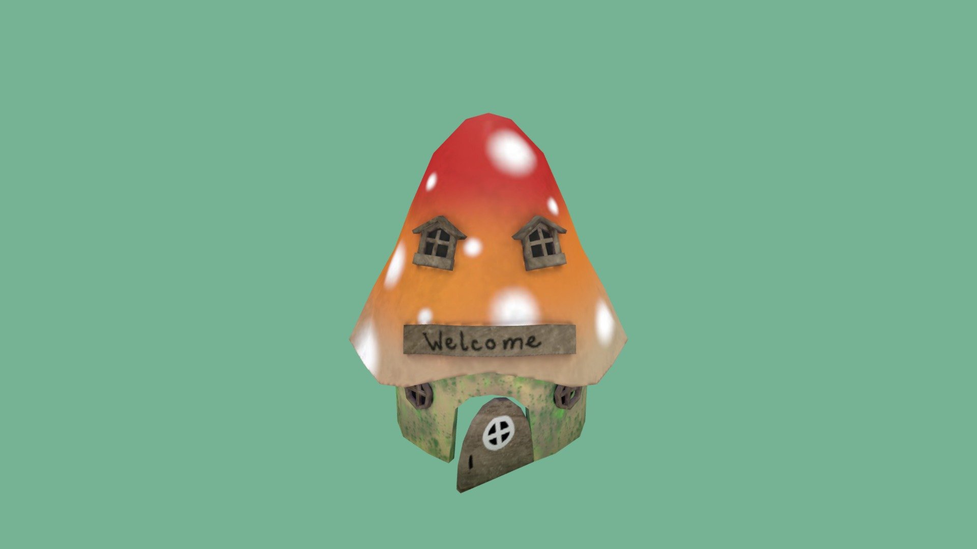 Low poly gnome mushroom house 3d model