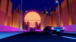 Vaporwave Car Scene