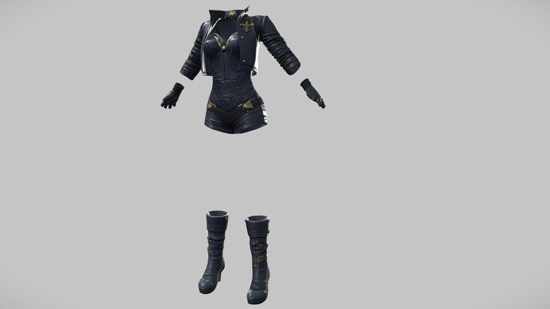 $AVE Female Kathryn Navy Leather Full Outfit 3d model